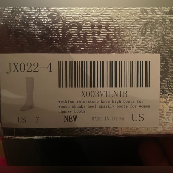 Knee high rhinestone boots chunky heel - Picture 3 of 9